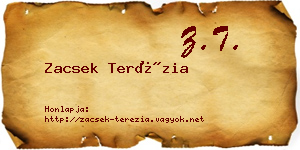 Zacsek Terézia névjegykártya